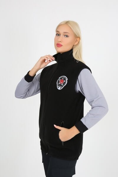 Siyah Güvenlik Polar Yelek (Armalı ve Sırt Nakışlı)