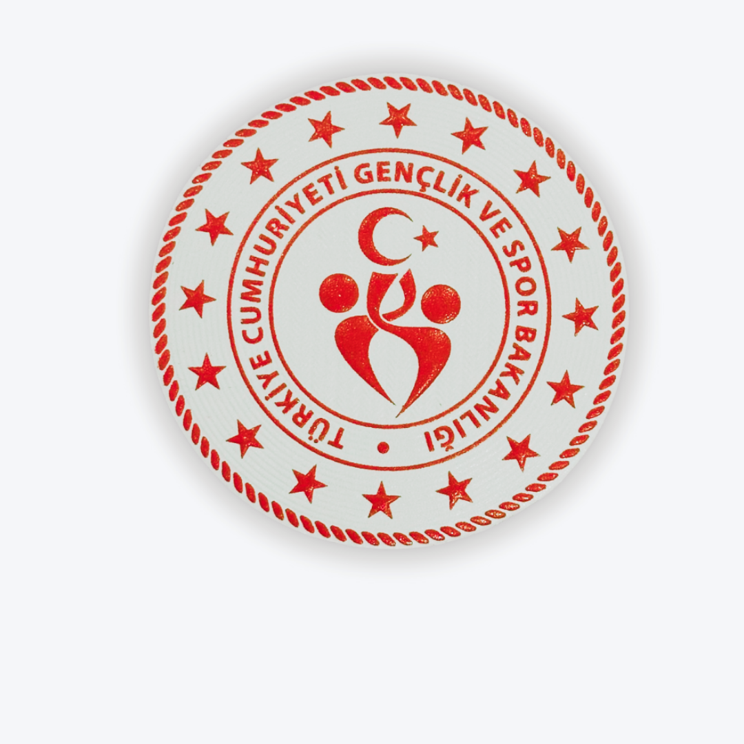 3D Gençlik ve Spor Bakanlığı Arması (Yuvarlak, 7*7, Arkası Cırtlı)