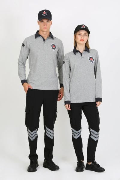 Yeni Kamu Personel Pamuklu Uzun Kol  Unisex Kalıp Özel Güvenlik Sweatshirt