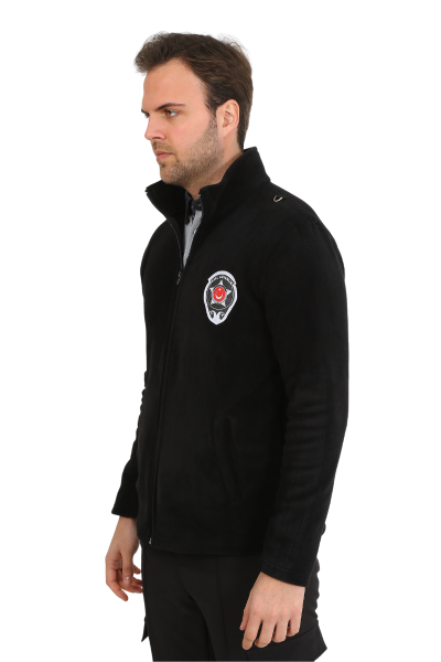 Güvenlik Nakışlı Siyah Polar Mont (Armalı)