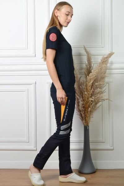 Yeni 112 Lacivert Penye Koton V Yaka T-Shirt