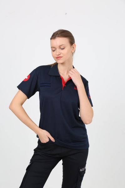 Yeni 112 Polo Yaka Dry Touch Kumaş T-Shirt (Kısa) Lacivert