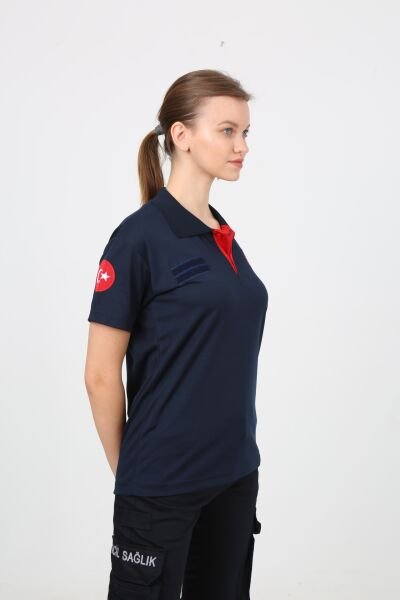 Yeni 112 Polo Yaka Dry Touch Kumaş T-Shirt (Kısa) Lacivert