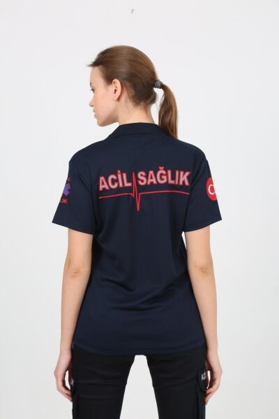 Yeni 112 Polo Yaka Dry Touch Kumaş T-Shirt (Kısa) Lacivert