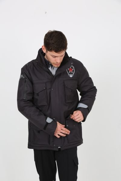 Yeni Kamu Personel Özel Güvenlik Kışlık Kaban ve İç Mont İle Takım Füme - 3XL