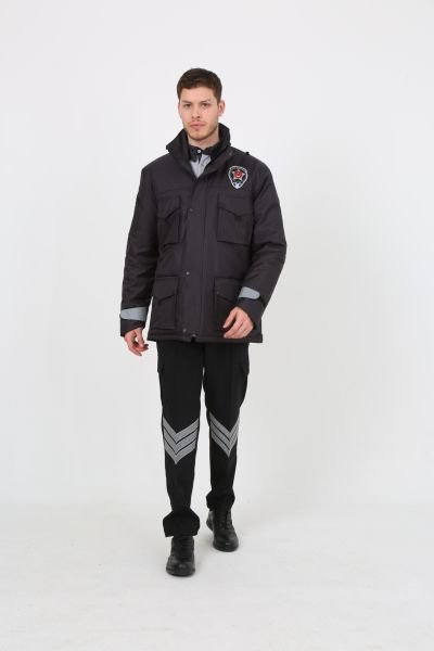 Yeni Kamu Personel Özel Güvenlik Kışlık Kaban ve İç Mont İle Takım Füme - 3XL