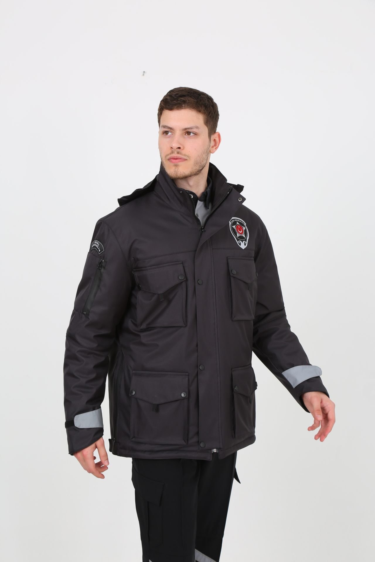 Yeni Kamu Personel Özel Güvenlik Kışlık Kaban ve İç Mont İle Takım Füme - 3XL