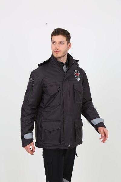 Yeni Kamu Personel Özel Güvenlik Kışlık Kaban ve İç Mont İle Takım Füme - 3XL
