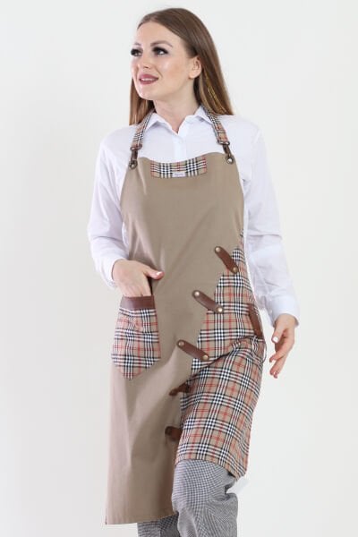 Boydan Barista Önlük Deri Parçalı