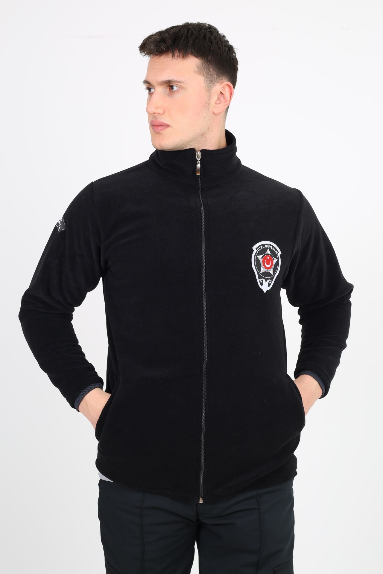 Güvenlik Nakışlı Siyah Polar Mont (Armalı) 3XL