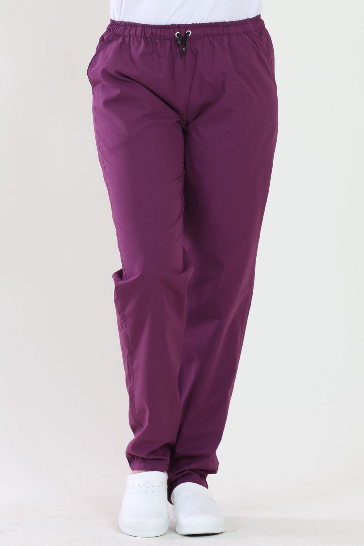 Lastikli Terikoton Mürdüm Medikal Pantolon Mürdüm - L