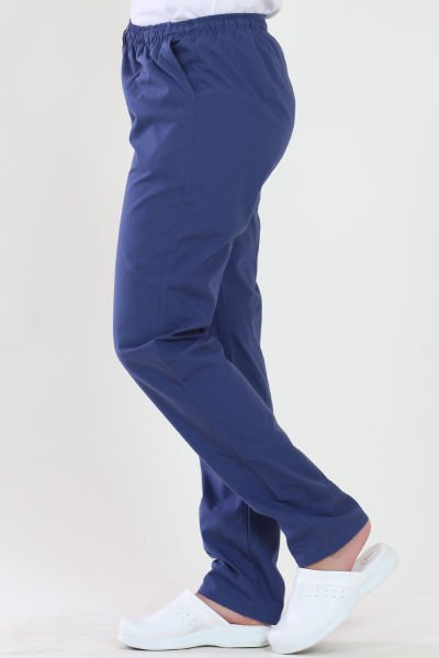 Lastikli Terikoton İndigo Mavi Medikal Pantolon Petrol Mavisi - L
