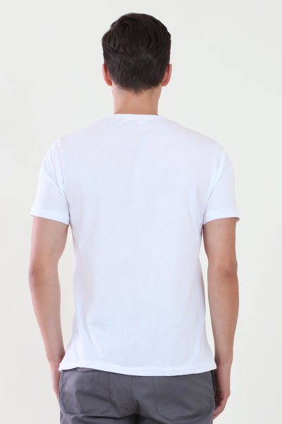 Bisiklet Yaka Beyaz Tshirt