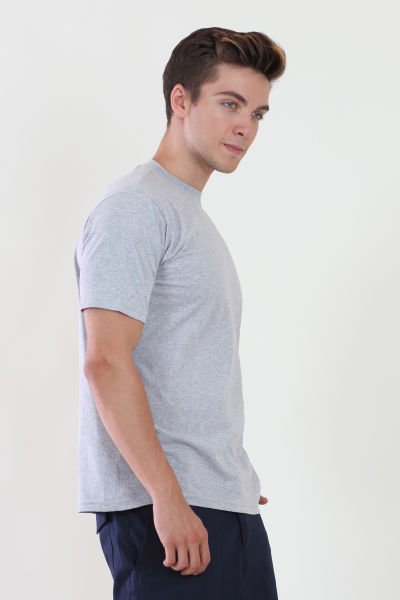 Bisiklet Yaka Gri Melanj Tshirt