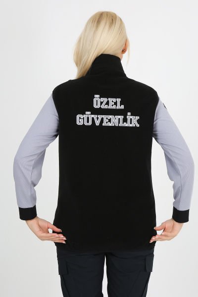 Siyah Güvenlik Polar Yelek (Armalı ve Sırt Nakışlı) Siyah - XXL