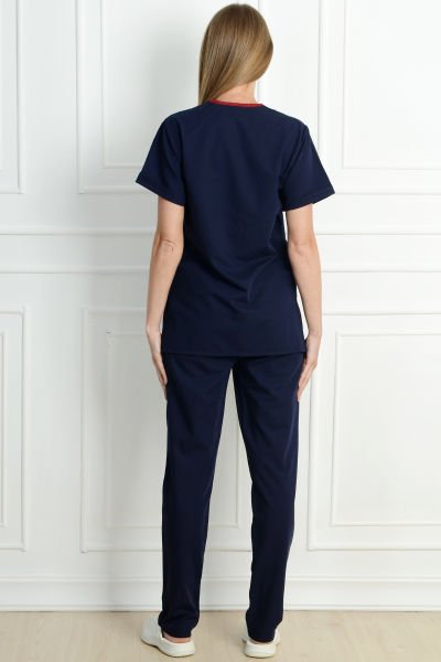 Likralı V Yaka Lacivert Cerrahi Forma M - Lacivert