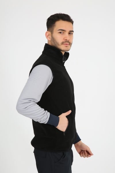 Siyah Güvenlik Polar Yelek (Armalı ve Sırt Nakışlı)