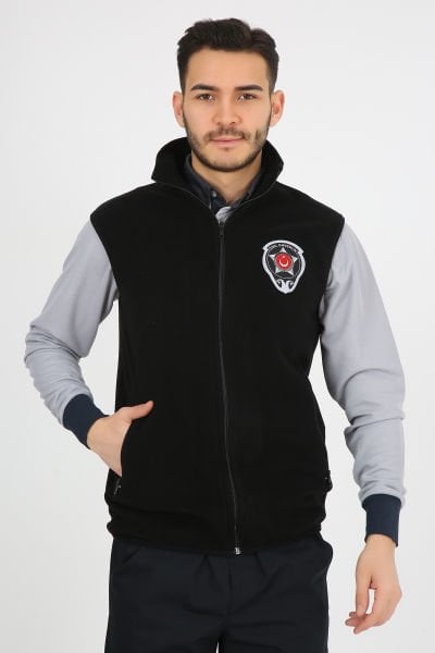 Siyah Güvenlik Polar Yelek (Armalı ve Sırt Nakışlı)