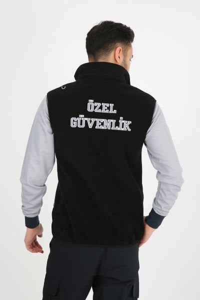 Siyah Güvenlik Polar Yelek (Armalı ve Sırt Nakışlı)