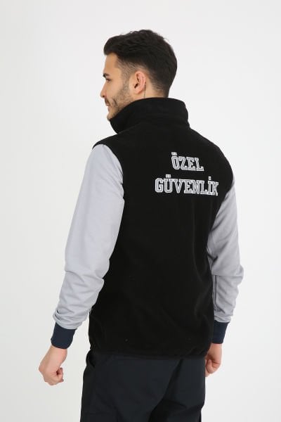 Siyah Güvenlik Polar Yelek (Armalı ve Sırt Nakışlı)