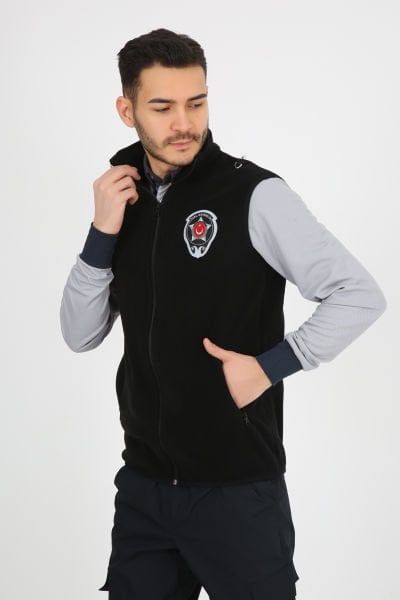 Siyah Güvenlik Polar Yelek (Armalı ve Sırt Nakışlı)