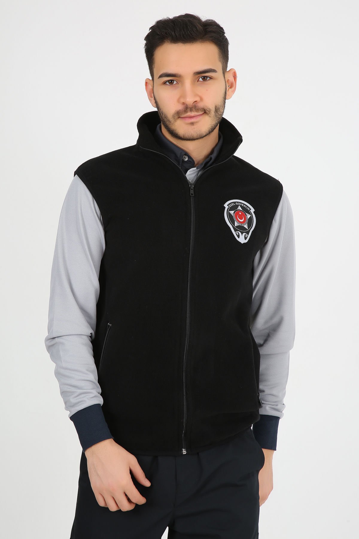 Siyah Güvenlik Polar Yelek (Armalı ve Sırt Nakışlı)