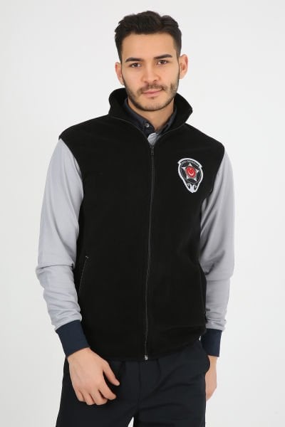 Siyah Güvenlik Polar Yelek (Armalı ve Sırt Nakışlı)