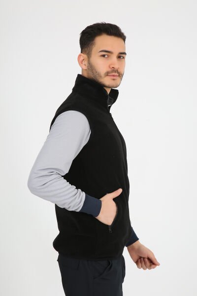 Siyah Güvenlik Polar Yelek (Armalı ve Sırt Nakışlı) XS - Siyah