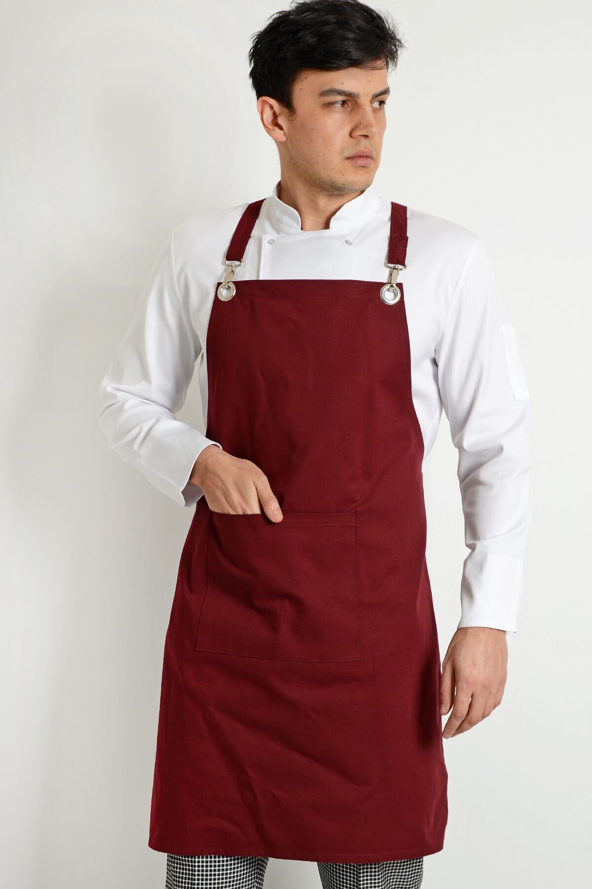 Chef Bordo Askılı Önlük