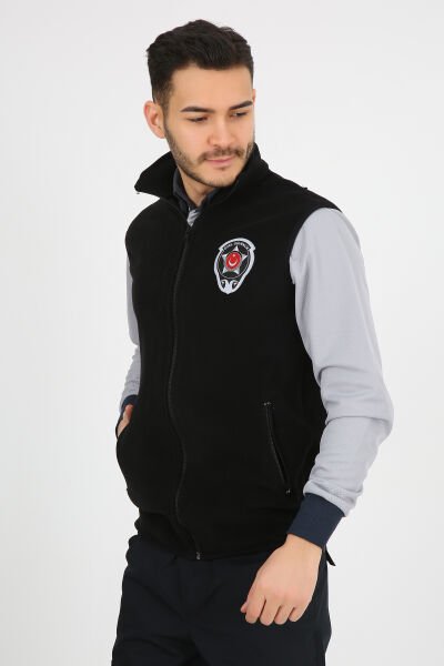 Siyah Güvenlik Polar Yelek (Armalı ve Sırt Nakışlı) M - Siyah
