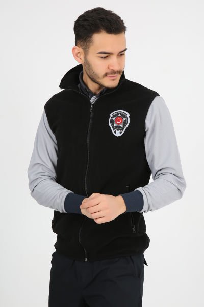Siyah Güvenlik Polar Yelek (Armalı ve Sırt Nakışlı) Siyah - XXL