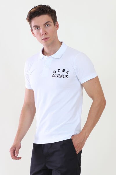 Erkek Özel Güvenlik Baskılı Beyaz Güvenlik  Tshirt