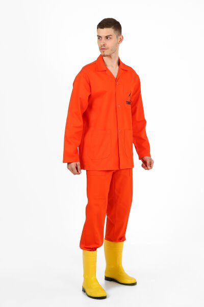 Tıbbi Atık Ceket Pantolon Baskılı Takım Turuncu
