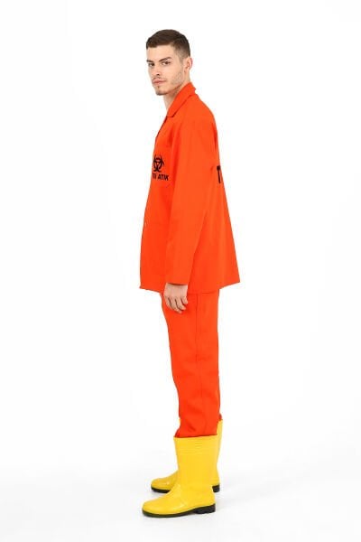 Tıbbi Atık Ceket Pantolon Baskılı Takım Turuncu