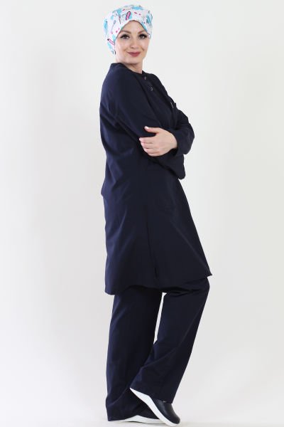Tesettür Lacivert Cerrahi Nöbet Takımı Terikoton Kumaş XXL - Lacivert