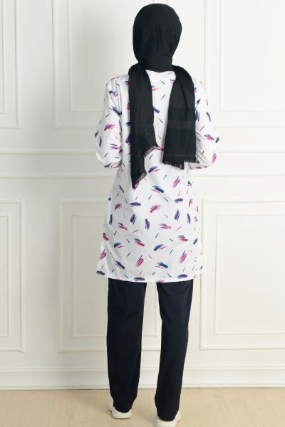 Tesettür Fırça Desenli Cerrahi Nöbet Takımı Terikoton Kumaş XL - Desenli