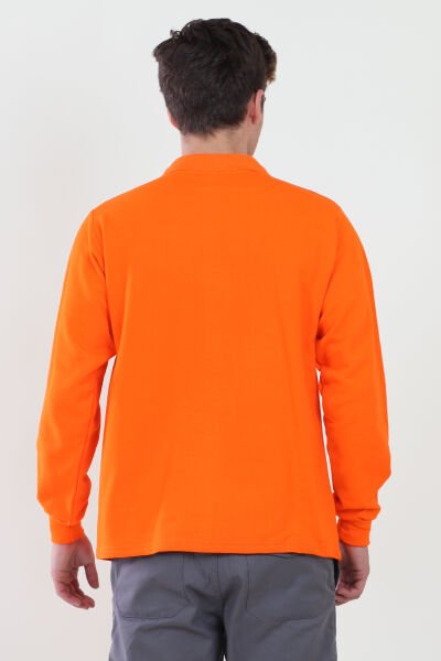 Polo Yaka Turuncu Sweatshirt iki İplik Şardonlu