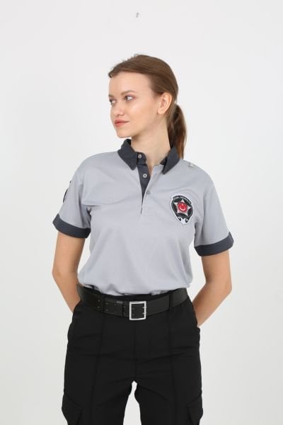 Yeni Kamu Personel Bayan Özel Güvenlik Yazlık Tshirt Gri - XS