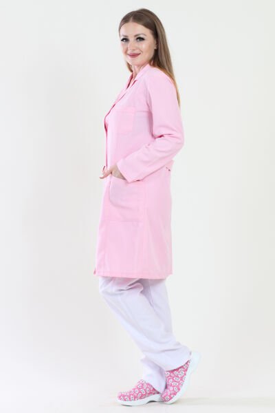 Uzun Boy Mono Yaka Pembe Bayan İş Önlüğü 40 - Pembe