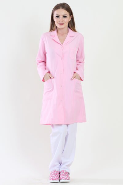 Uzun Boy Mono Yaka Pembe Bayan İş Önlüğü 40 - Pembe