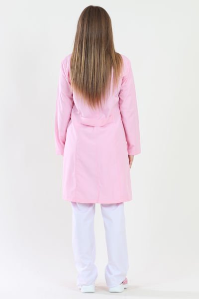 Uzun Boy Mono Yaka Pembe Bayan İş Önlüğü 48 - Pembe