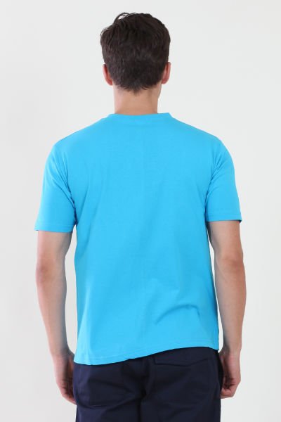 V Yaka Turkuaz Mavi Tshirt