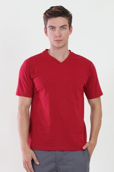 V Yaka Kırmızı Tshirt