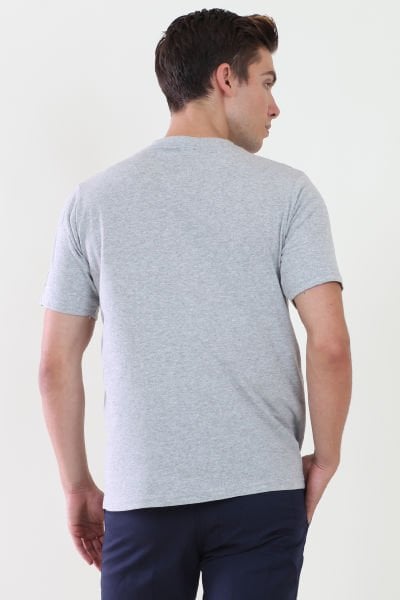 V Yaka Gri Melanj Tshirt
