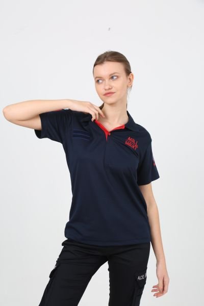 Yeni 112 Polo Yaka Dry Touch Kumaş T-Shirt (Kısa) Lacivert S - Lacivert