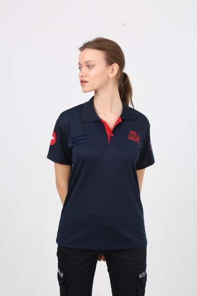 Yeni 112 Polo Yaka Dry Touch Kumaş T-Shirt (Kısa) Lacivert S - Lacivert
