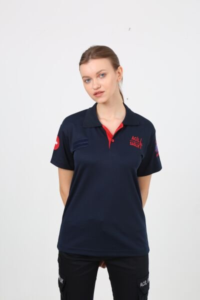 Yeni 112 Polo Yaka Dry Touch Kumaş T-Shirt (Kısa) Lacivert S - Lacivert