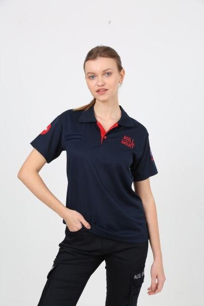 Yeni 112 Polo Yaka Dry Touch Kumaş T-Shirt (Kısa) Lacivert S - Lacivert