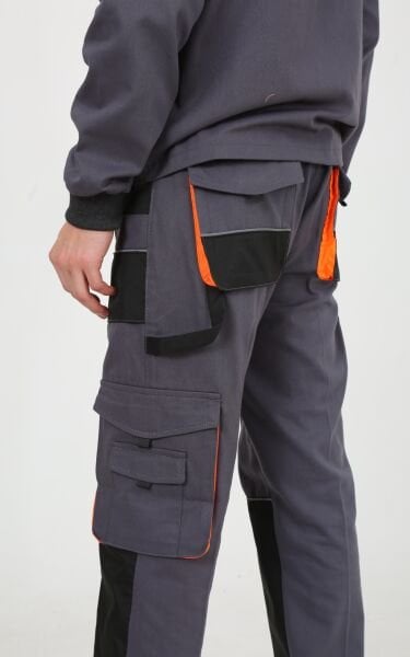 Modelli Çok Cepli Gri İşçi Takım Mont Pantolon (Kolu Çıkmalı Yelek)