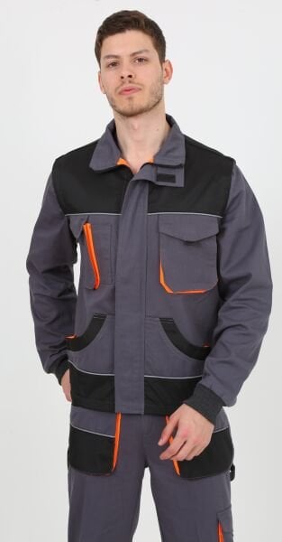 Modelli Çok Cepli Gri İşçi Takım Mont Pantolon (Kolu Çıkmalı Yelek)